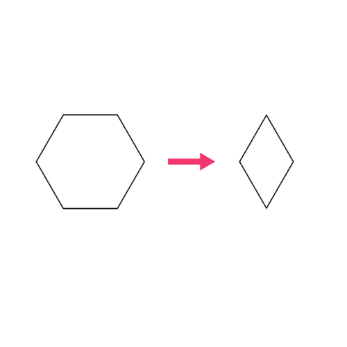 六角形からひし形を作る方法