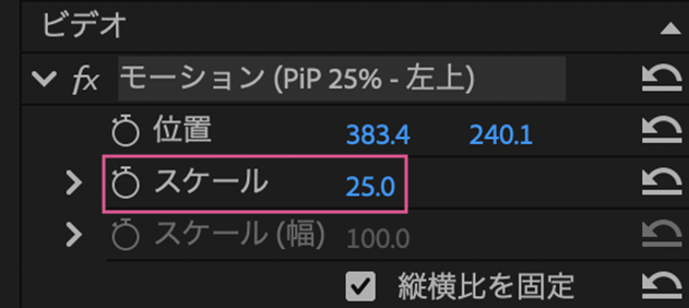 premiere proのスケール